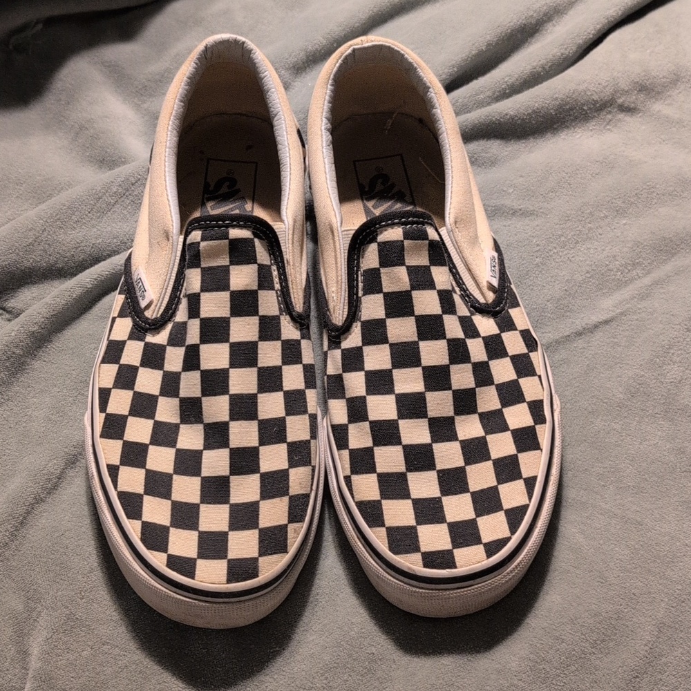 Vans Checkerboard Slip-On Sneakers - Black & Cream
